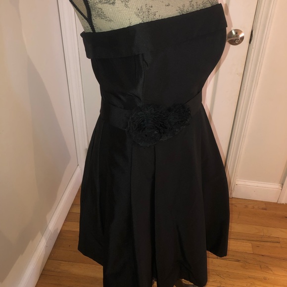 Strapless Black Taffeta Fit and Flare Dress, SZ 8 - Picture 5 of 8